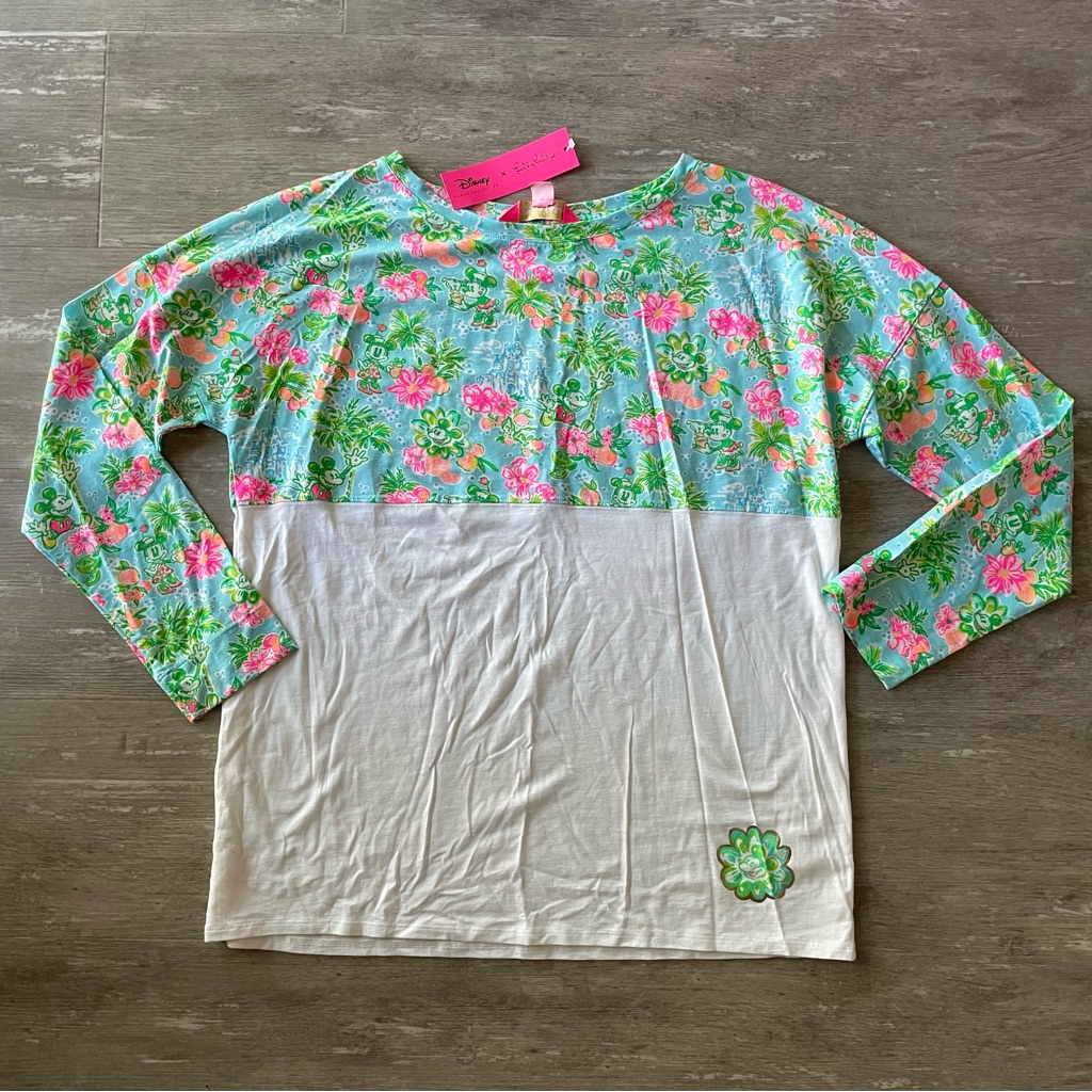 Nwt Lilly Pulitzer Finn Long Sleeve Top In Blue Ibiza Lilly Loves Disney